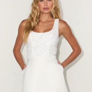 Lulu's Shireen White satin sequence mini Dress